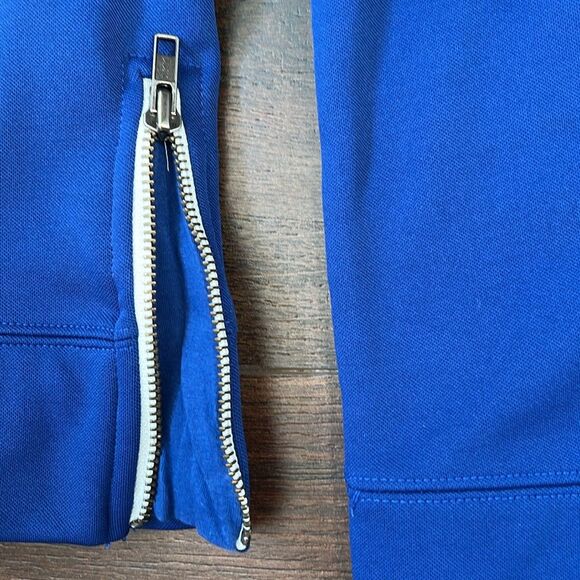 Tommy Hilfiger Jeans Size Small Cropped Off the Shoulder Top Blue Zip Up 90s Y2K - Picture 7 of 12